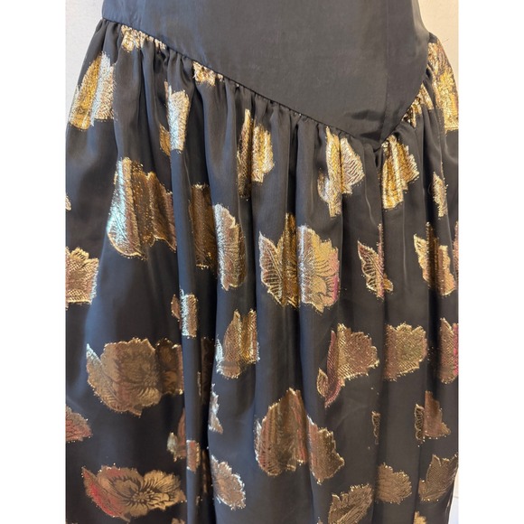 Gunne Sax Jessica McClintock Black Gold One Shoulder Prom Formal Dress 7/8 - Picture 3 of 8